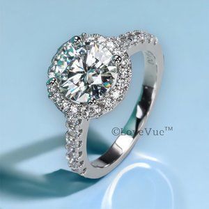 Certified 1ct. t.w. Diamond Brilliant Cut Halo Engagement Wedding Ring